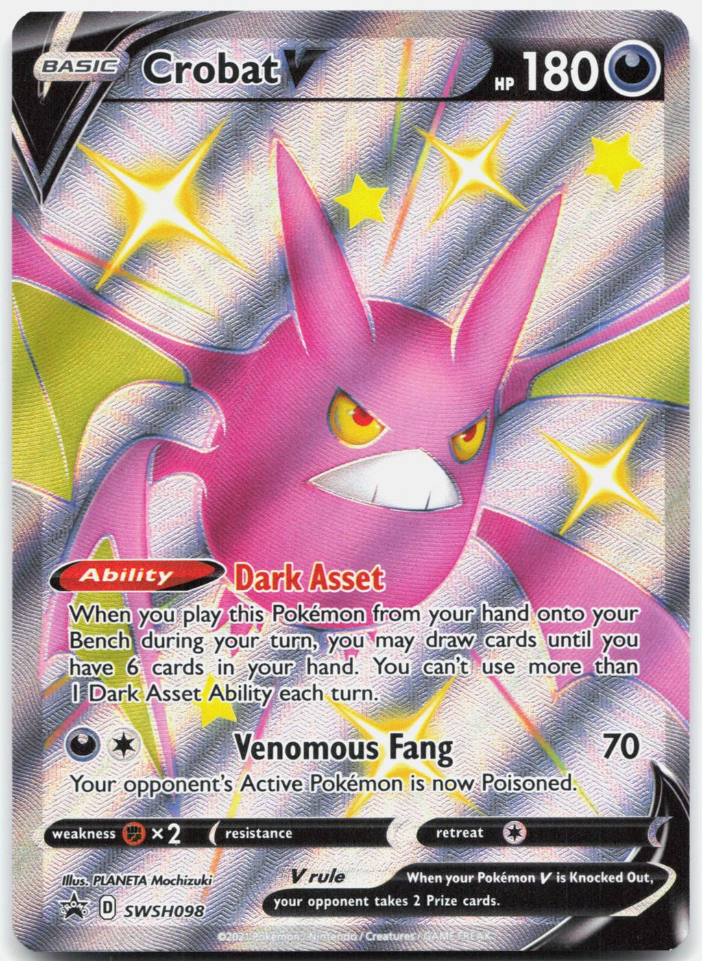 Crobat V SWSH098 Holo Promo Sword & Shield Promo Pokemon Near Mint