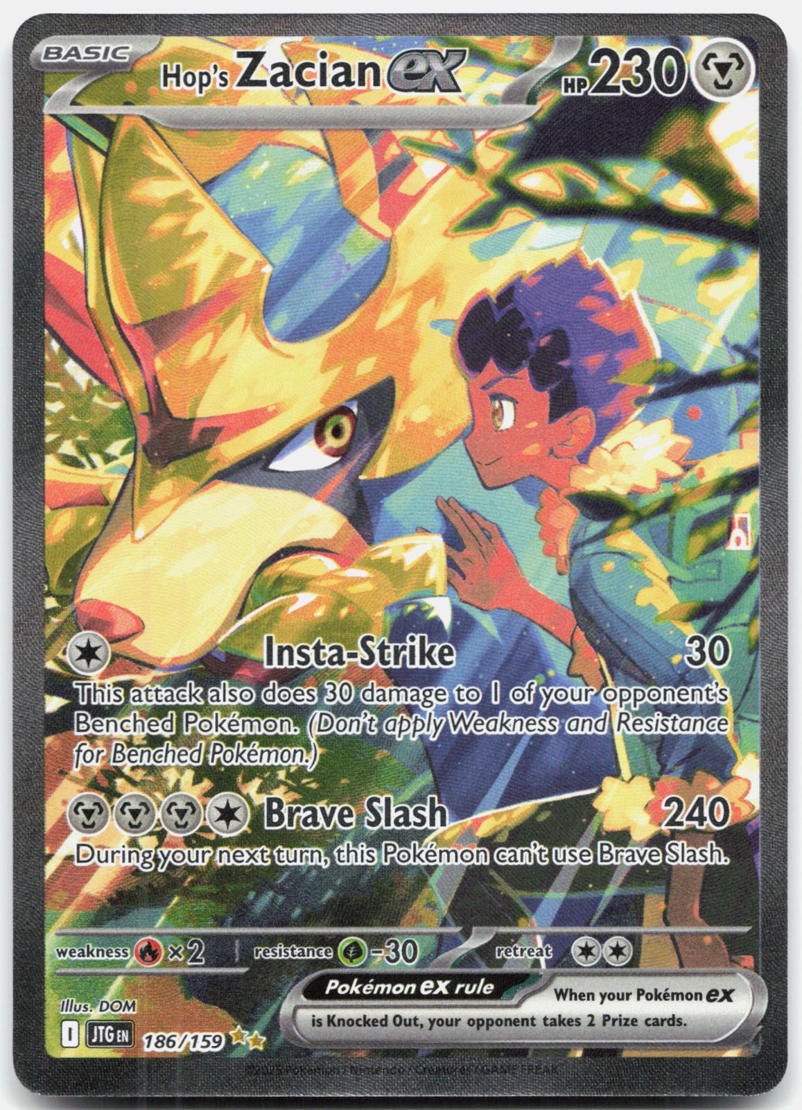 Hop's Zacian ex 186/159 Journey Together Pokemon Holo NM