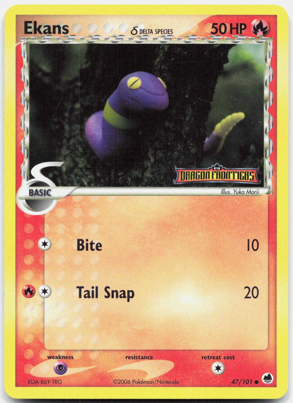 Ekans 47/101 Common Dragon Frontiers Pokemon Reverse Holo Moderately Played