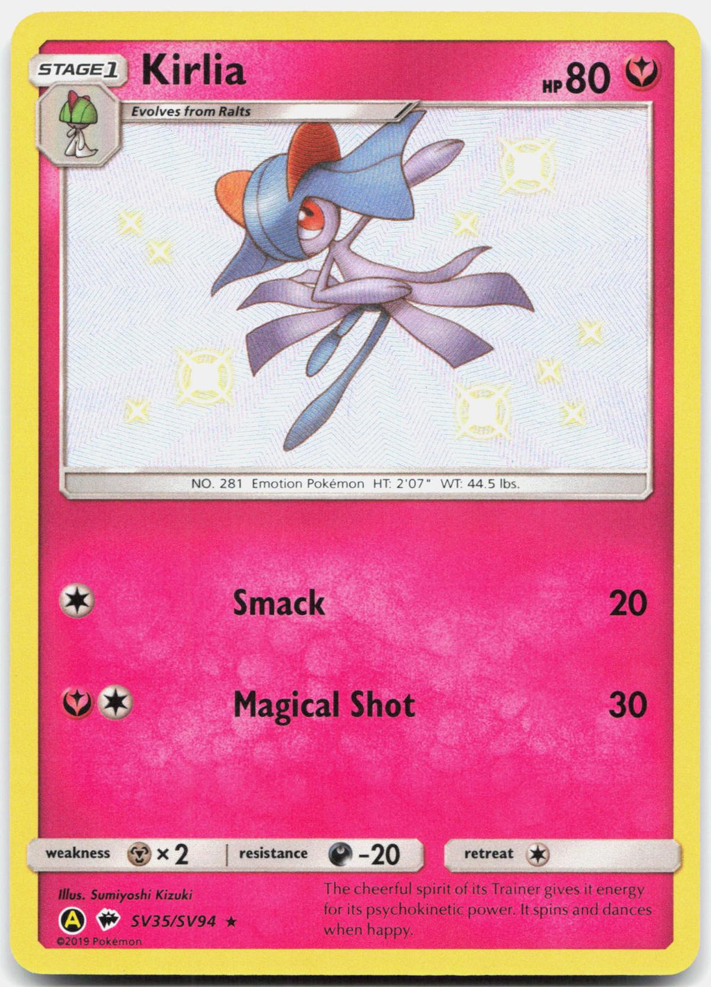 Kirlia SV35/SV94 Shiny Rare Hidden Fates Shiny Vault Pokemon Holo Near Mint