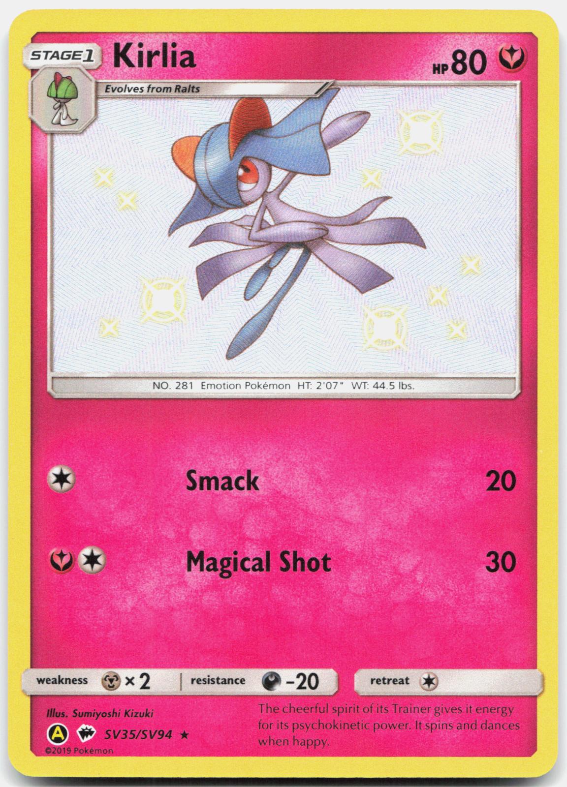 Kirlia SV35/SV94 Shiny Rare Hidden Fates Shiny Vault Pokemon Holo Near Mint