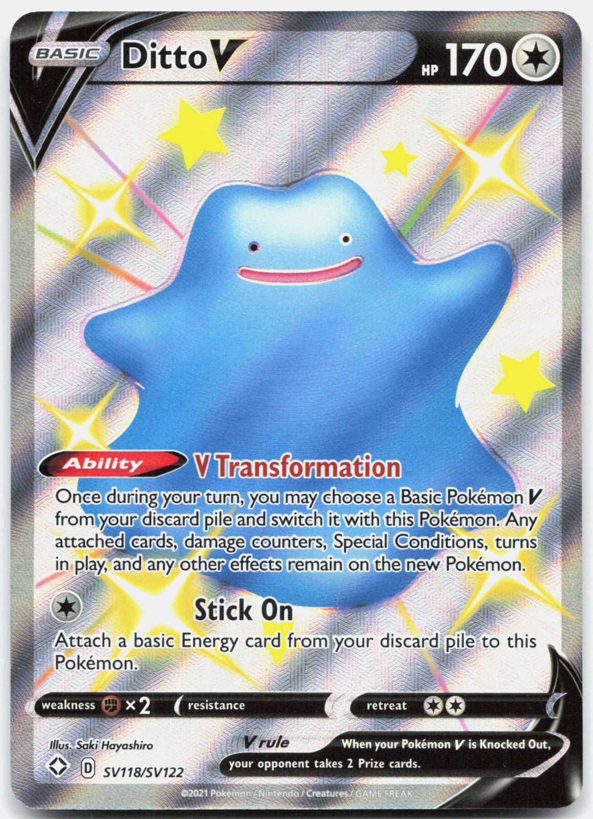 Ditto V SV118/SV122 Holo V Rare Shining Fates Shiny Vault Pokemon Near Mint