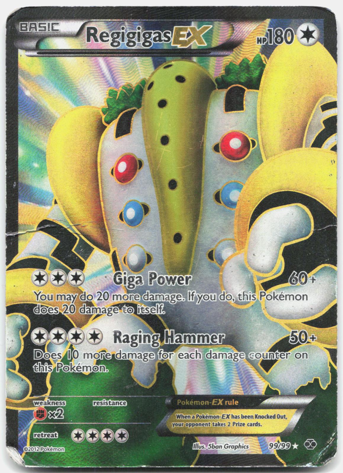 Regigigas EX 99/99 Ultra Rare Next Destinies Pokemon Holo Damaged
