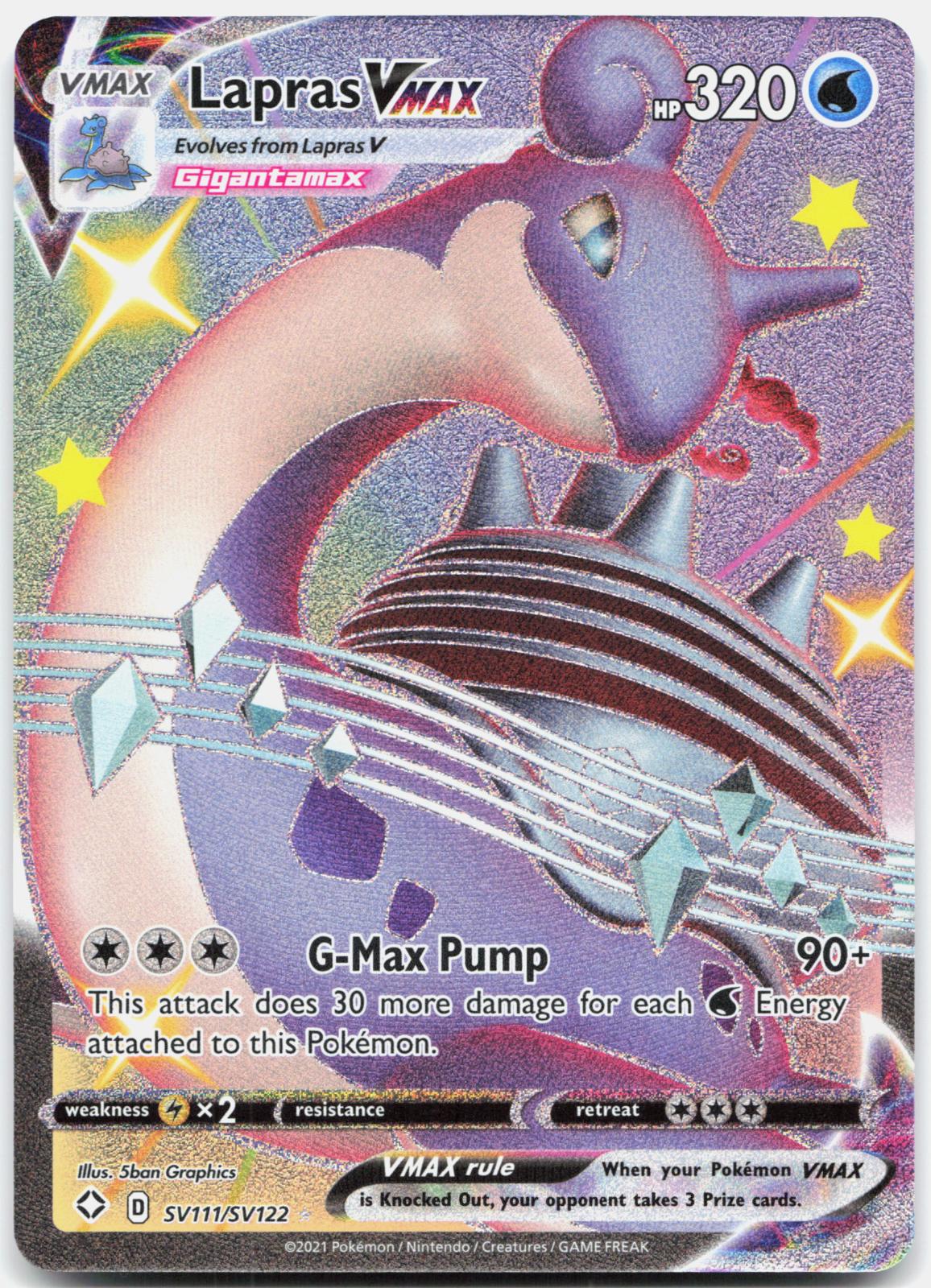 Lapras VMAX SV111/SV122 Holo VMAX Rare Shining Fates Shiny Vault Pokemon NM