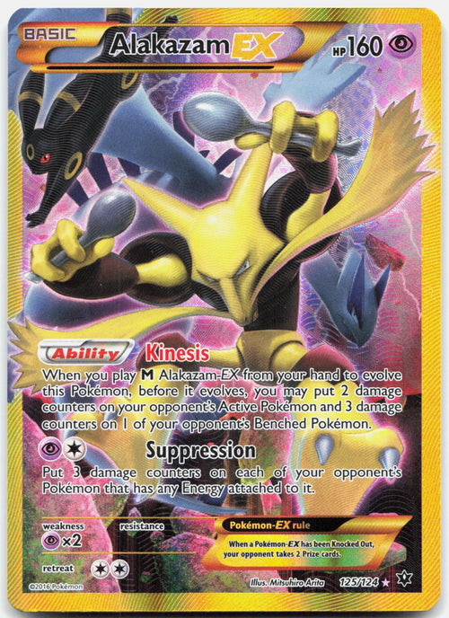Alakazam EX 125/124 Secret Rare Fates Collide Pokemon Holo Lightly Played