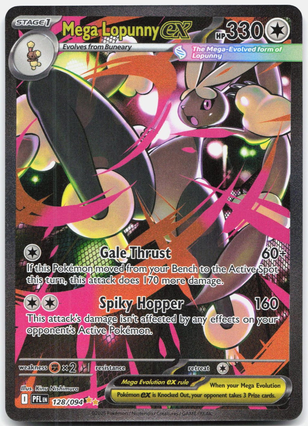 Mega Lopunny ex 128/094 Phantasmal Flames Pokemon Holo NM