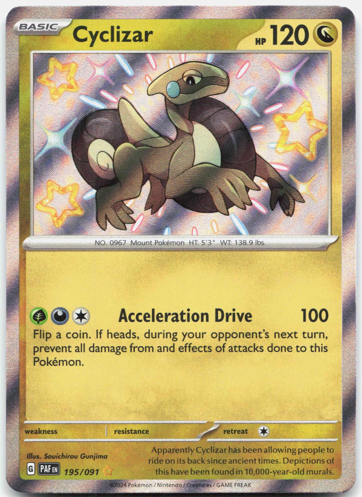 Cyclizar 195/091 Shiny Rare Paldean Fates Pokemon Holo Near Mint