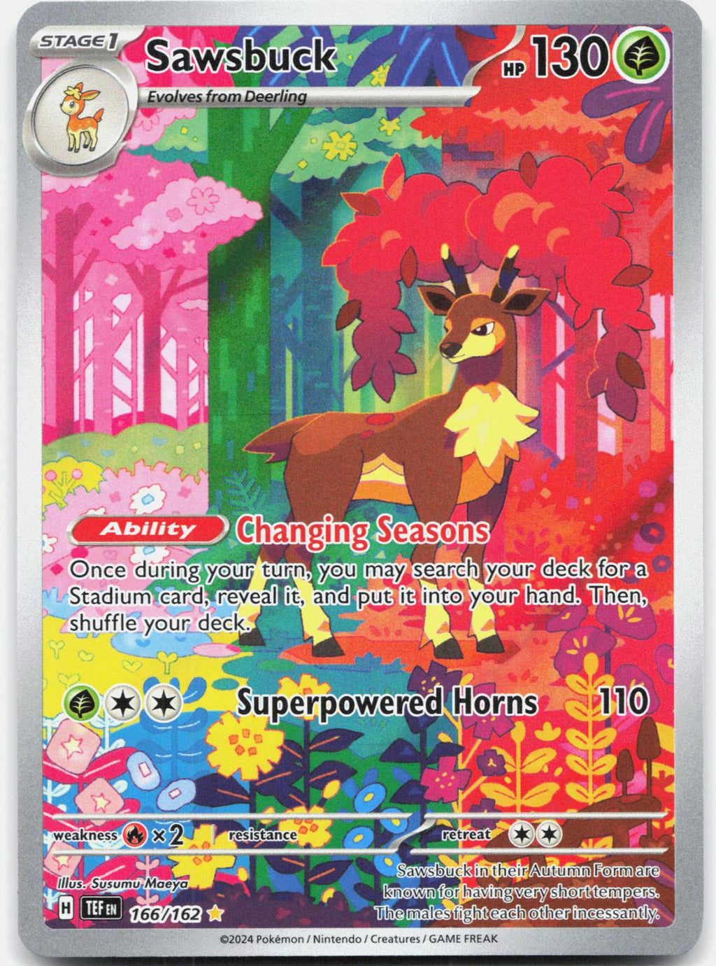 Sawsbuck 166/162 Illustration Rare Temporal Forces Pokemon Holo Near Mint