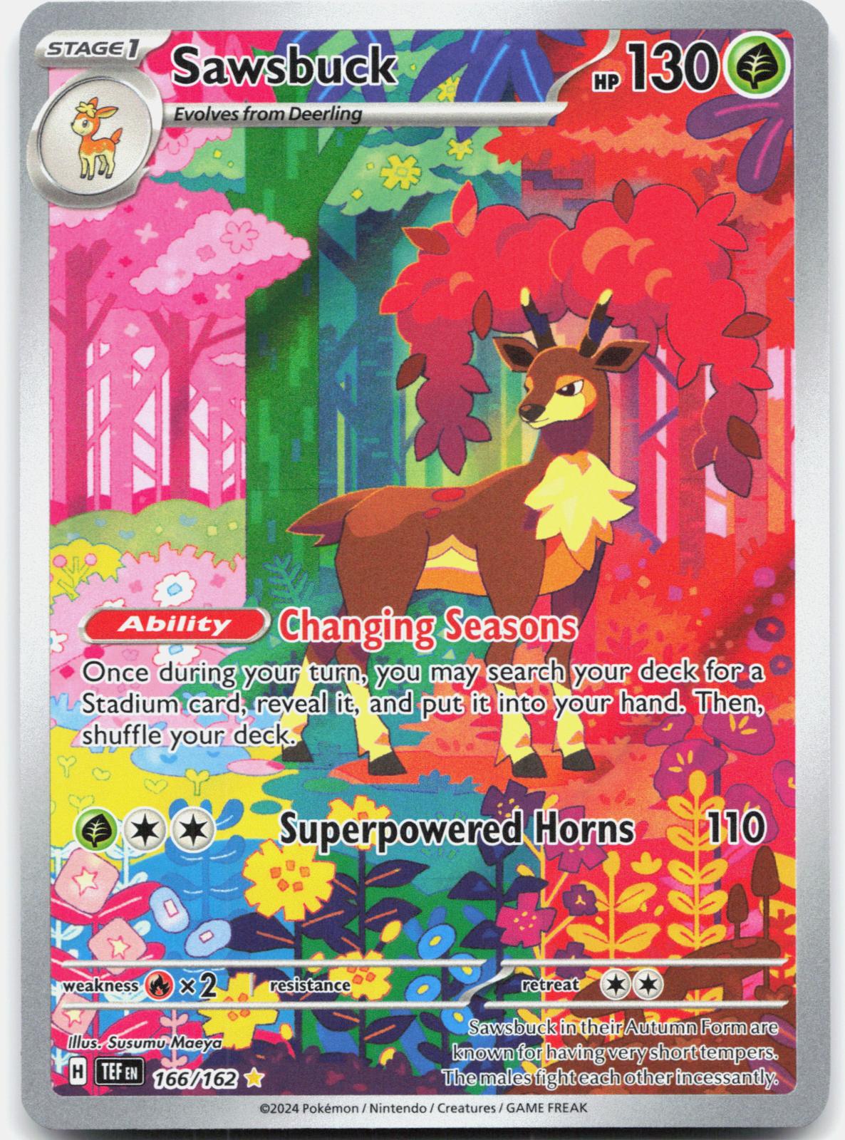Sawsbuck 166/162 Illustration Rare Temporal Forces Pokemon Holo Near Mint