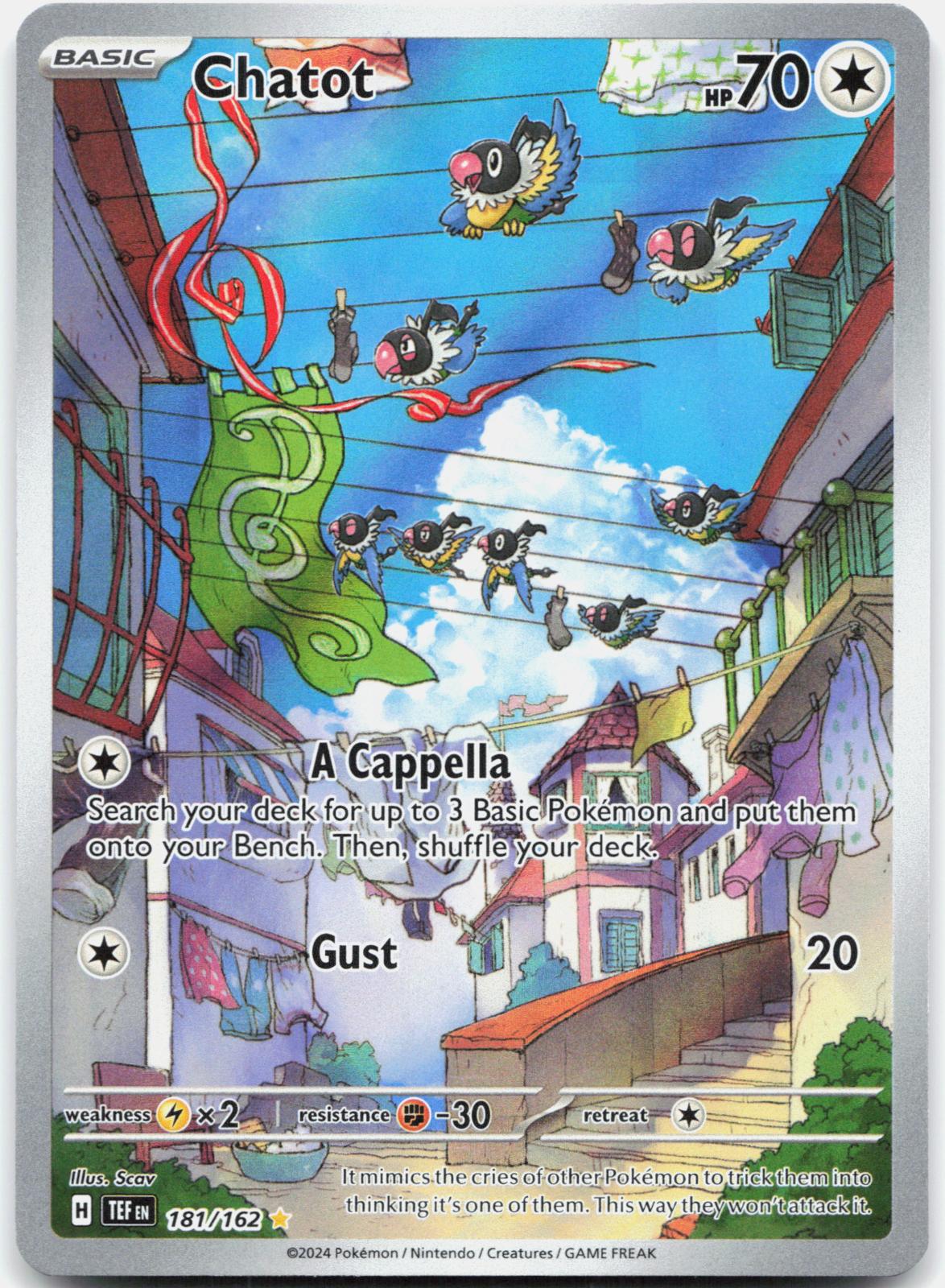 Chatot 181/162 Illustration Rare Temporal Forces Pokemon Holo Near Mint
