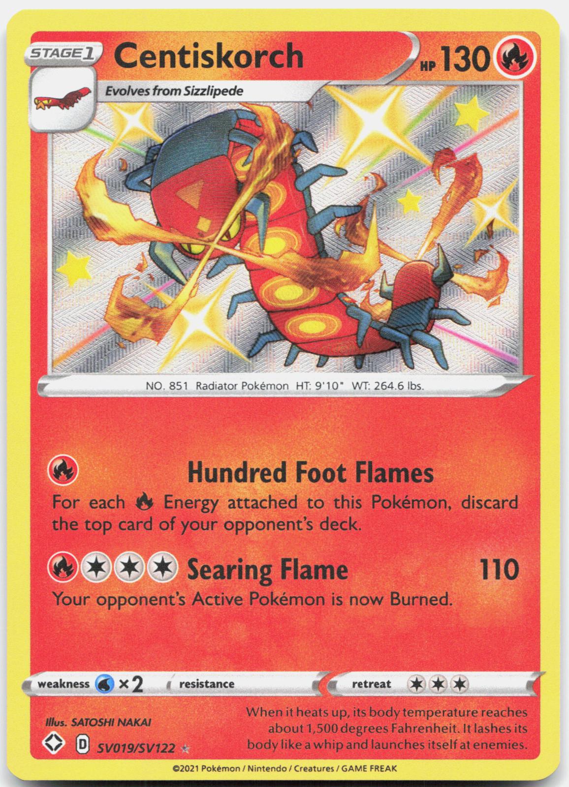 Centiskorch SV019/SV122 Shiny Rare Shining Fates Shiny Vault Pokemon Holo NM