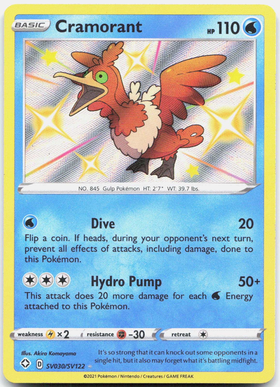 Cramorant SV030/SV122 Shiny Rare Shining Fates Shiny Vault Pokemon Holo NM