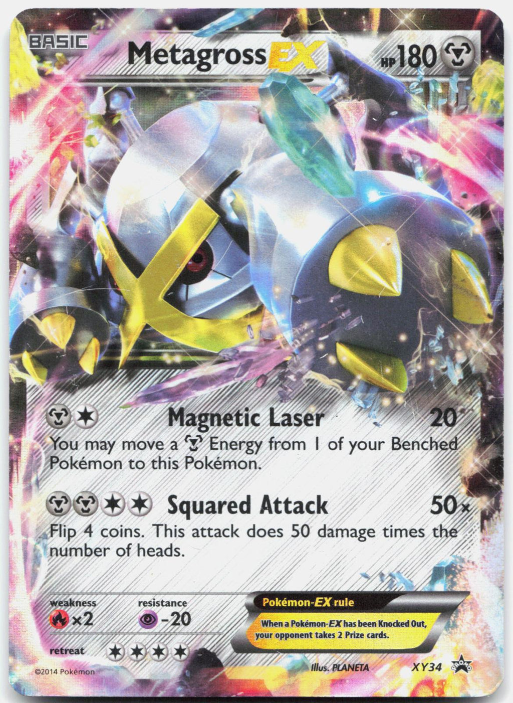 Metagross EX (Shiny) XY34 Holo Promo XY Promo Pokemon Moderately Played