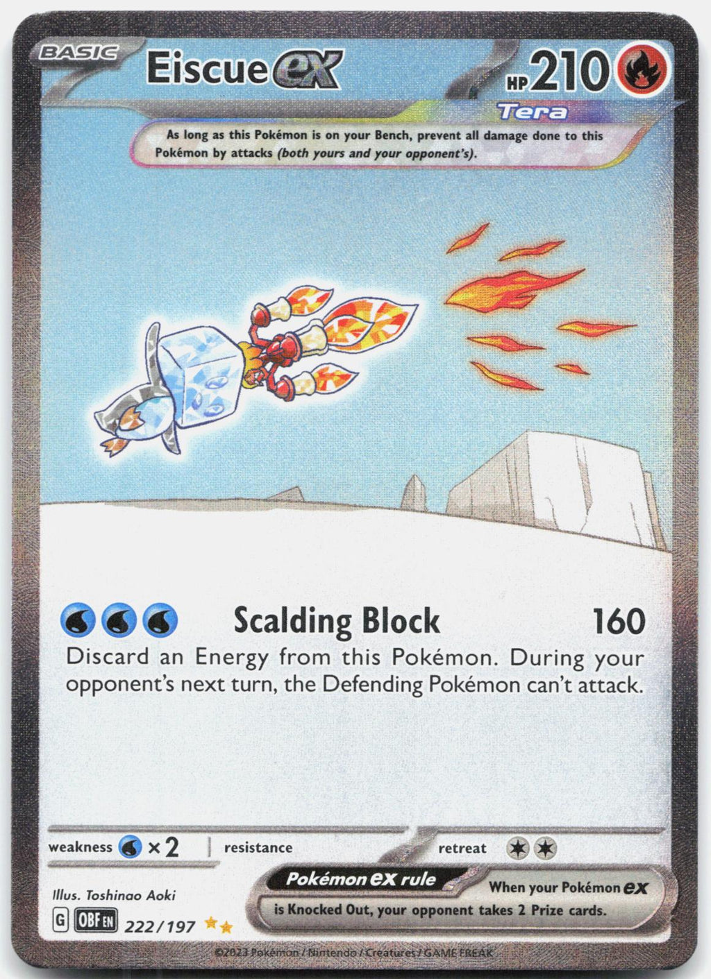 Eiscue ex 222/197 Special Illustration Rare Obsidian Flames Pokemon Holo NM