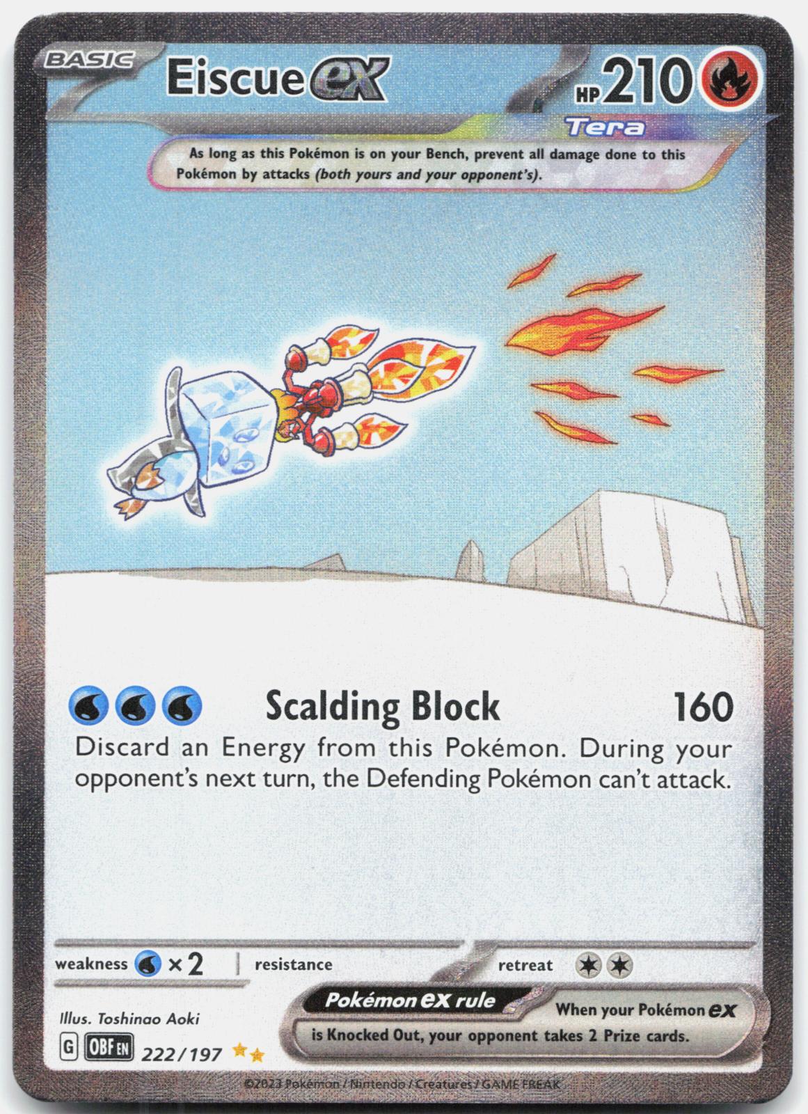 Eiscue ex 222/197 Special Illustration Rare Obsidian Flames Pokemon Holo NM