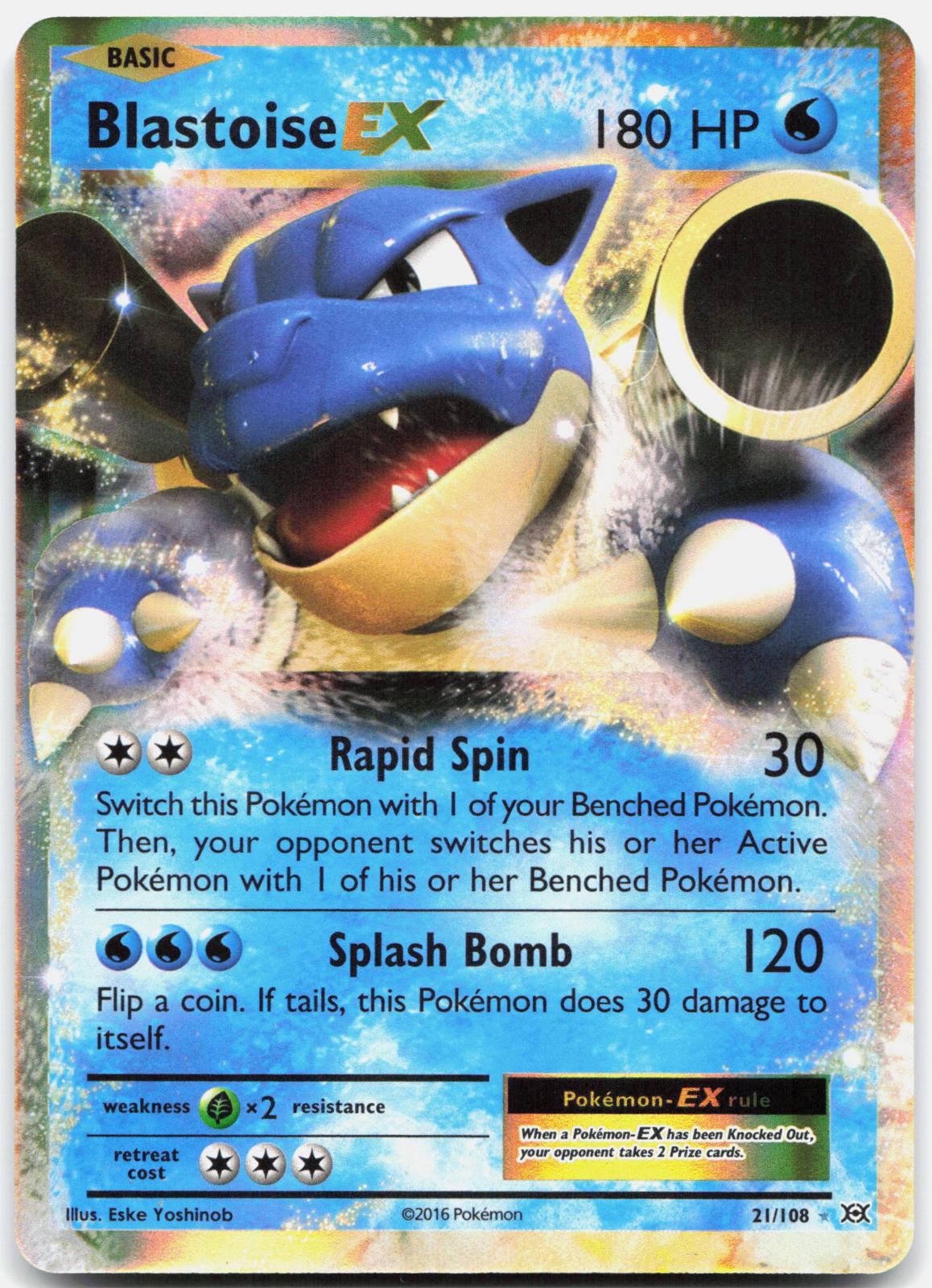 Blastoise EX 21/108 Holo EX Rare Evolutions Pokemon Near Mint