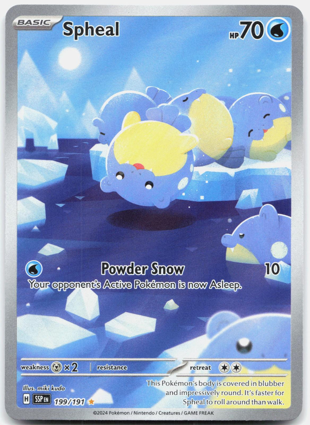 Spheal 199/191 Illustration Rare Surging Sparks Pokemon Holo Near Mint