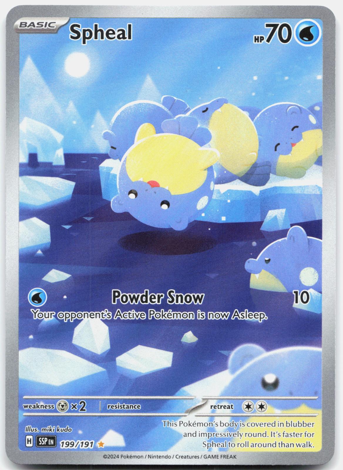 Spheal 199/191 Illustration Rare Surging Sparks Pokemon Holo Near Mint