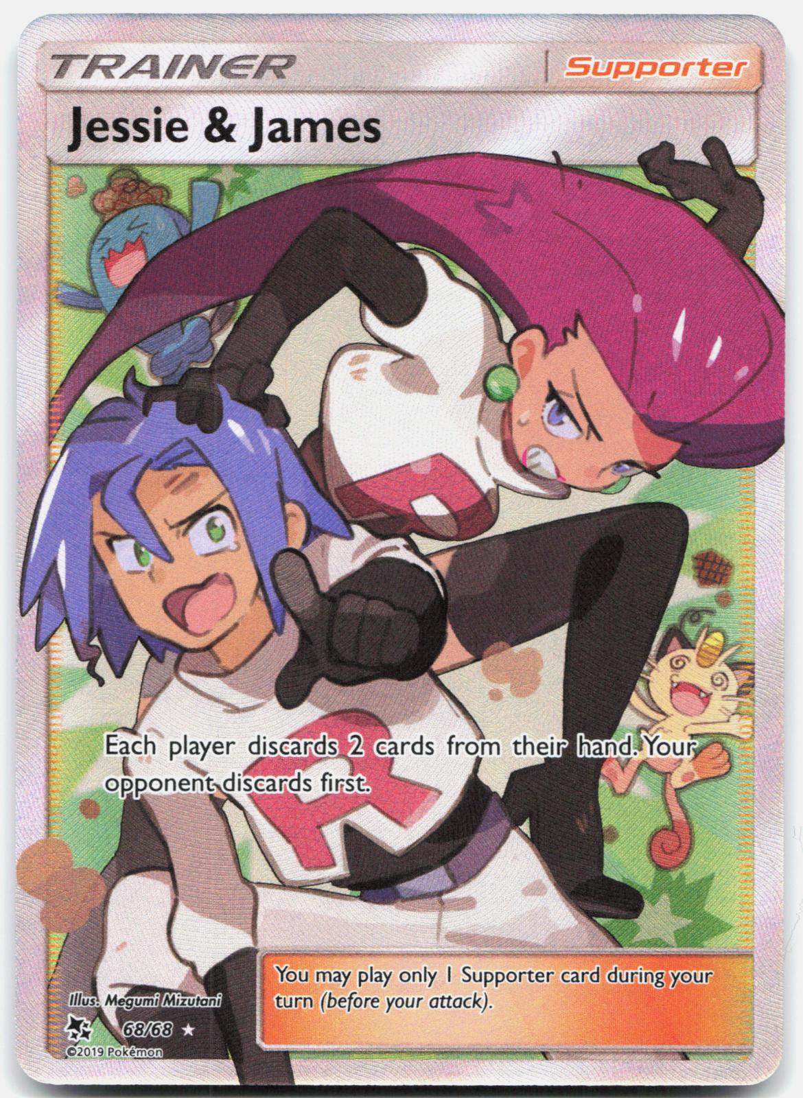 Jessie & James 68/68 Ultra Rare Hidden Fates Pokemon Holo Near Mint