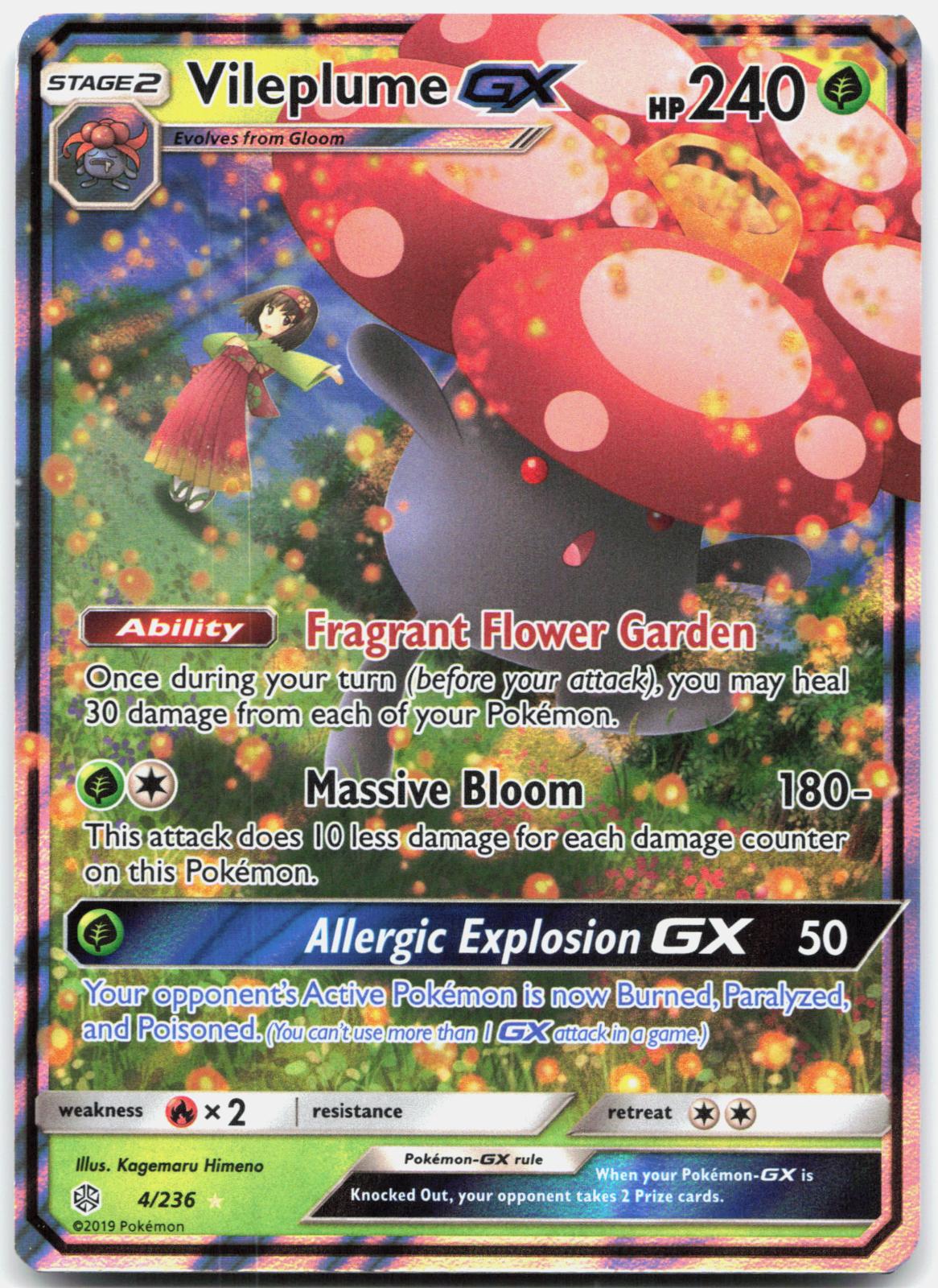 Vileplume GX 4/236 Holo GX Rare Cosmic Eclipse Pokemon Near Mint