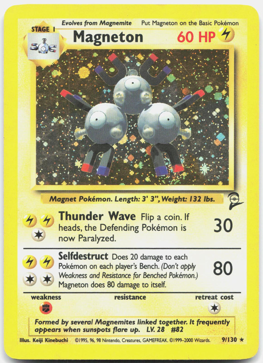 Magneton 9/130 Holo Rare Base Set 2 Pokemon Moderately Played