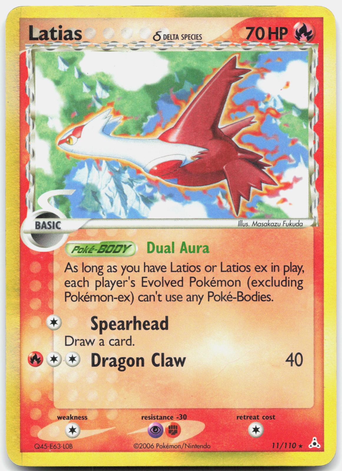 Latias 11/110 Holo Rare Holon Phantoms Pokemon Damaged