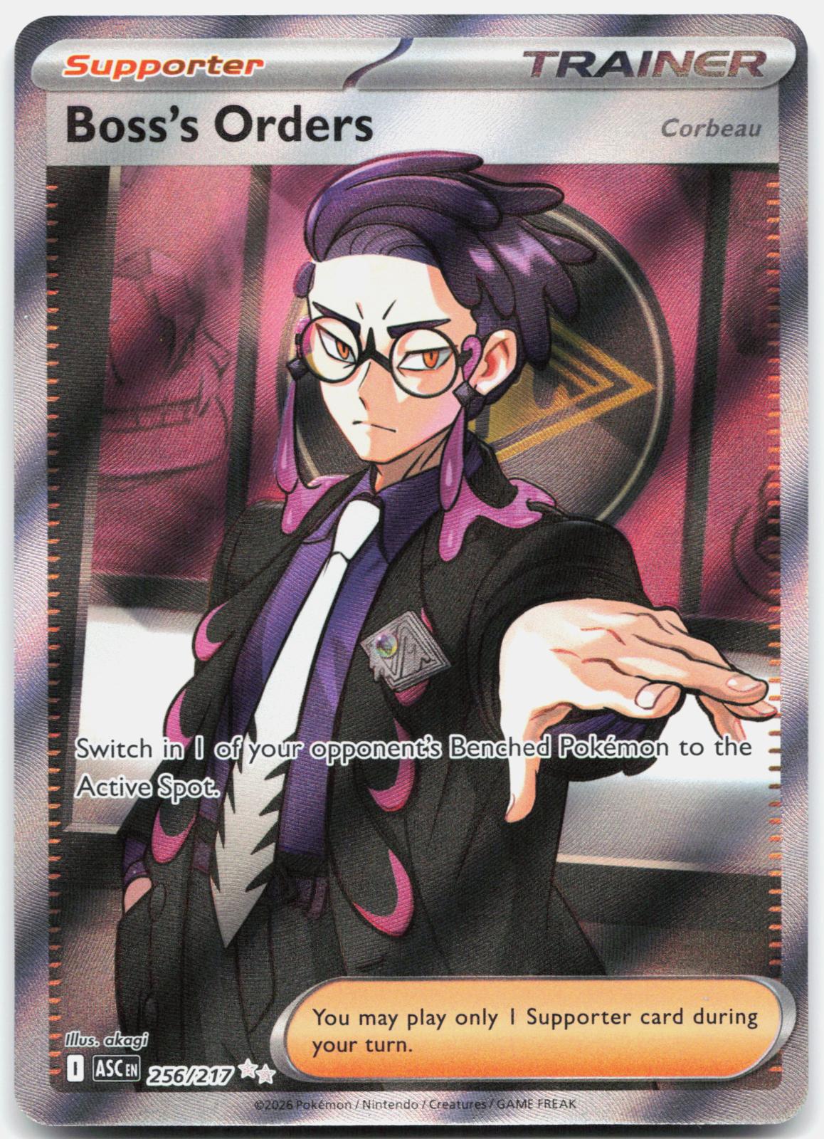 Boss's Orders [Corbeau] 256/217 Ultra Rare Ascended Heroes Pokemon Holo NM