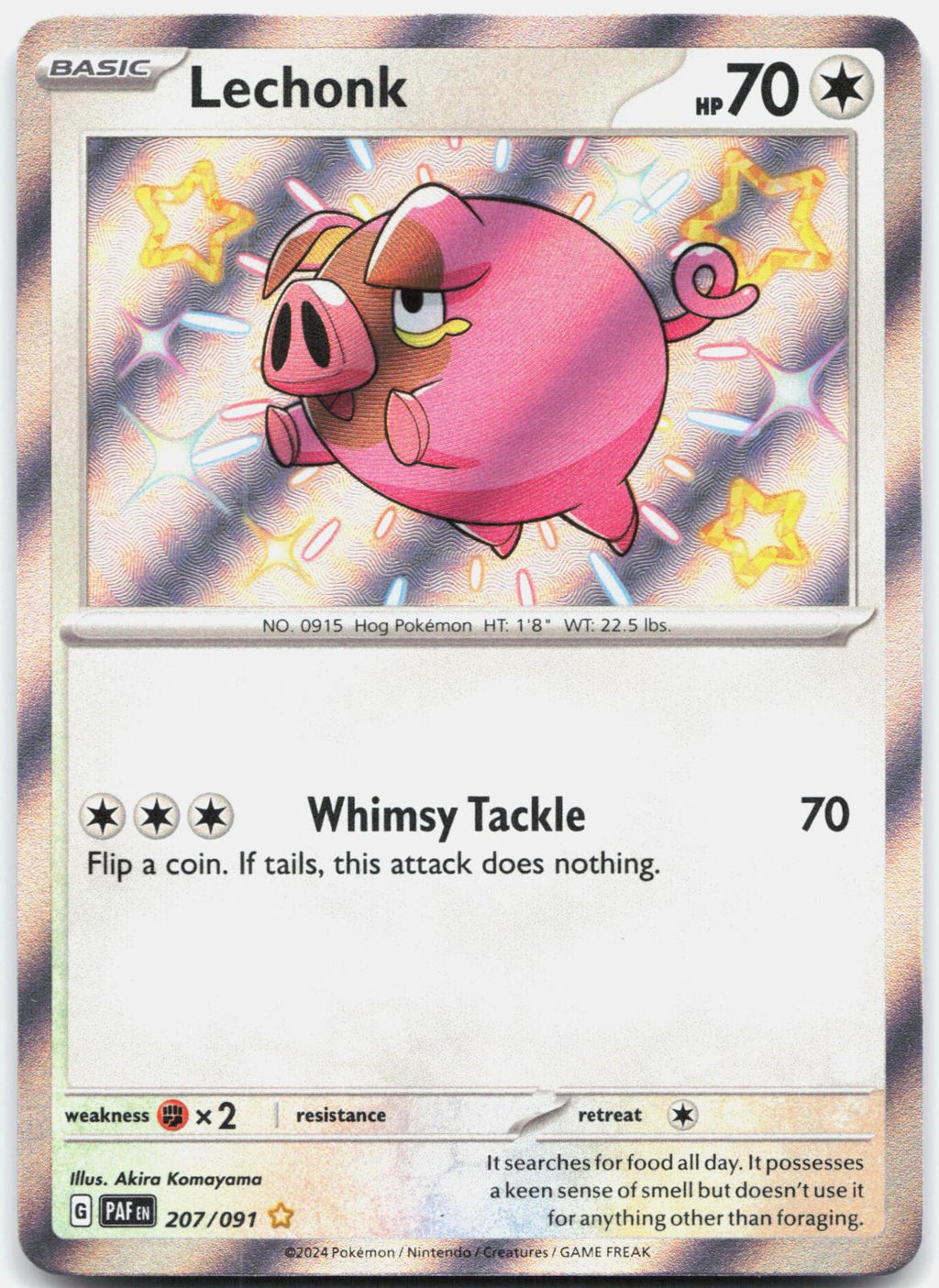 Lechonk 207/091 Shiny Rare Paldean Fates Pokemon Holo Near Mint