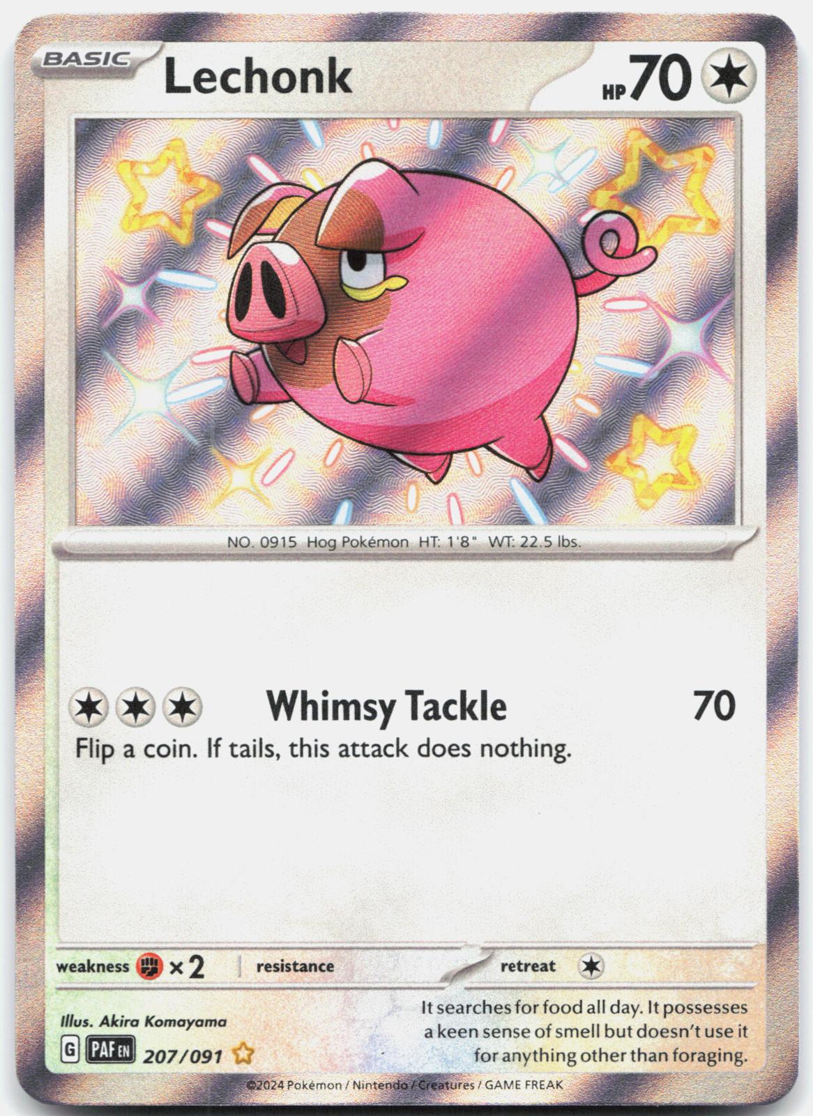 Lechonk 207/091 Shiny Rare Paldean Fates Pokemon Holo Near Mint