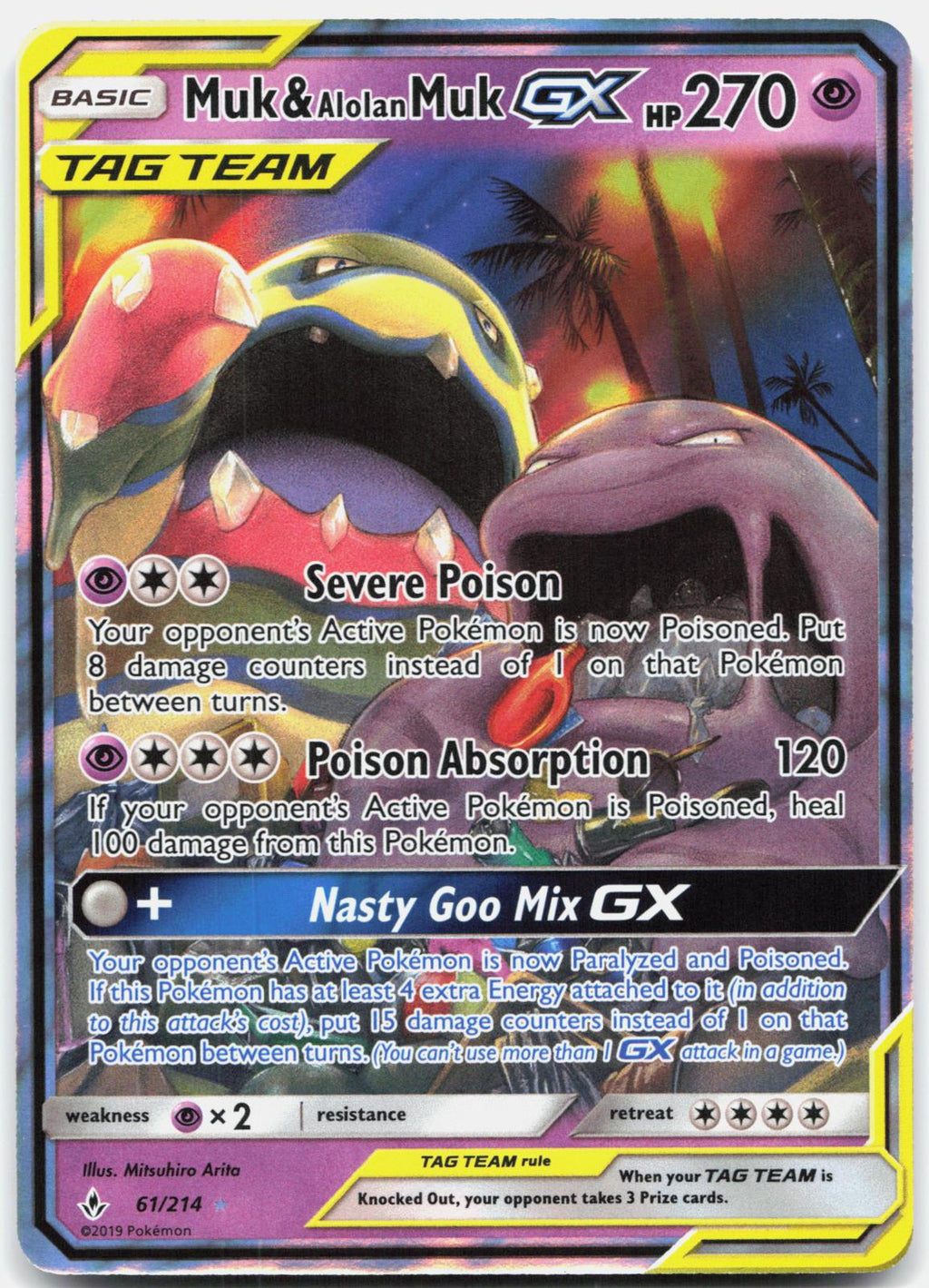 Muk & Alolan Muk GX 61/214 Holo GX Rare Unbroken Bonds Pokemon Near Mint