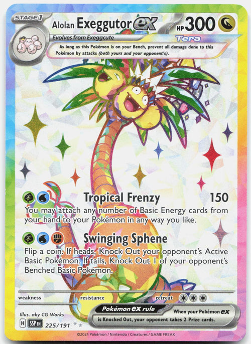 Alolan Exeggutor ex 225/191 Ultra Rare Surging Sparks Pokemon Holo Near Mint
