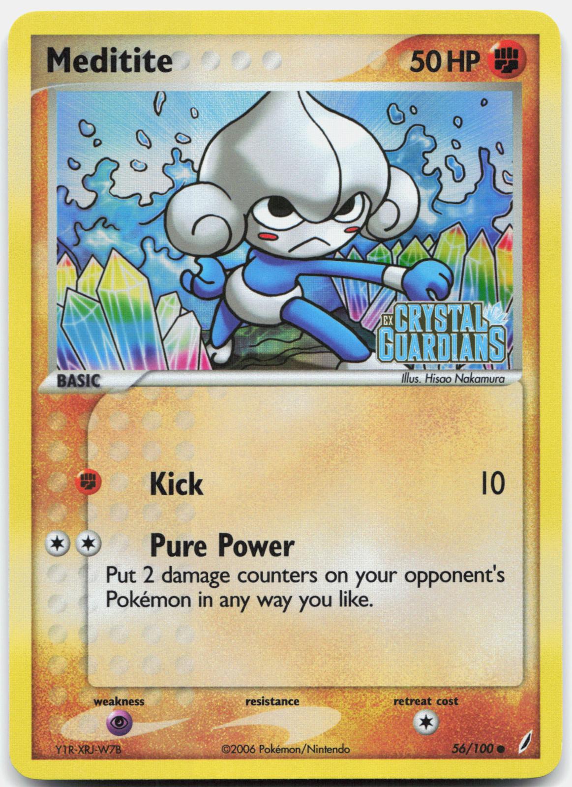 Meditite 56/100 Common Crystal Guardians Pokemon Reverse Holo Lightly Played