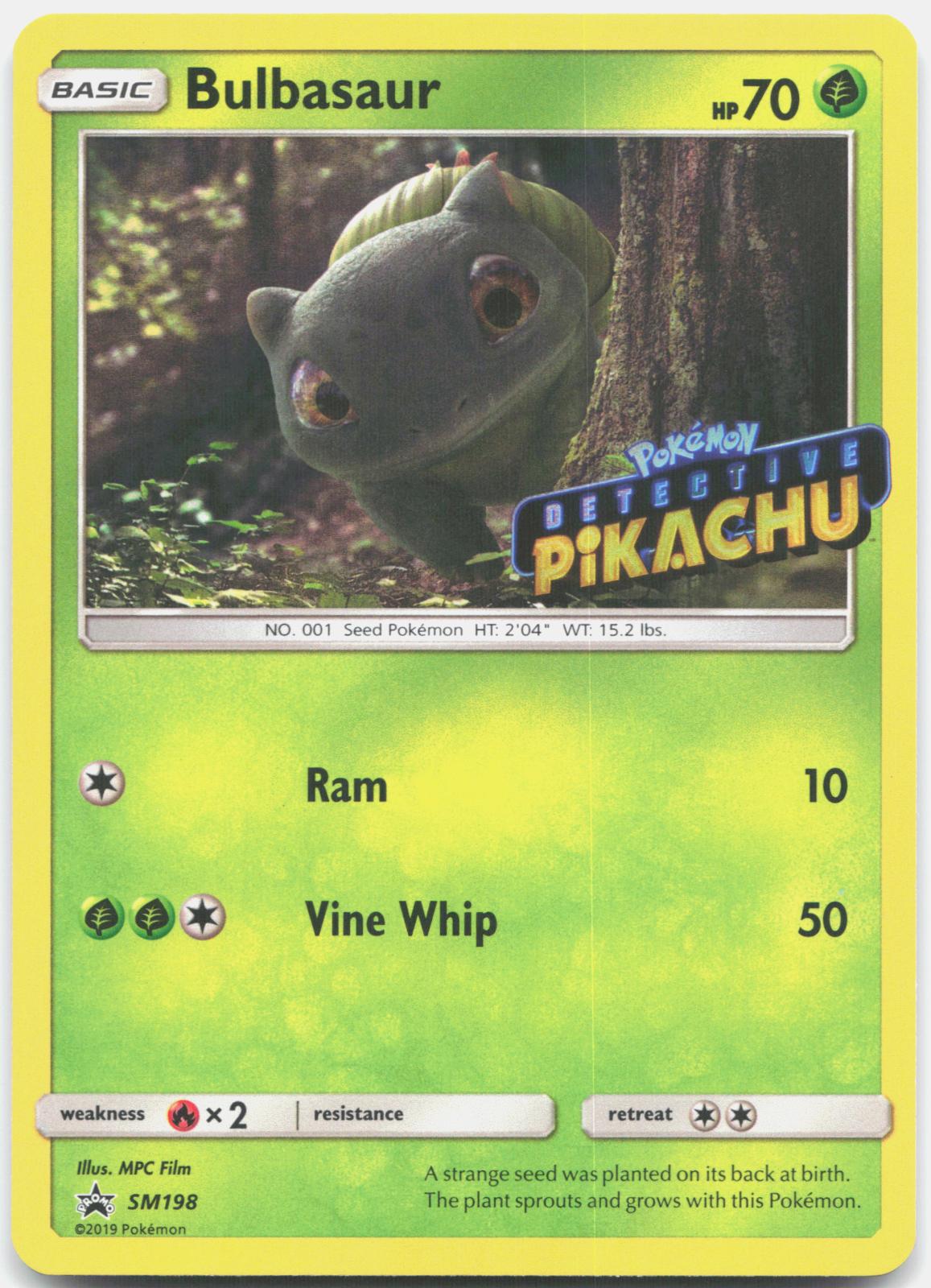Bulbasaur - (Detective Pikachu Stamped) SM198 Holo Sun & Moon Promo Pokemon NM