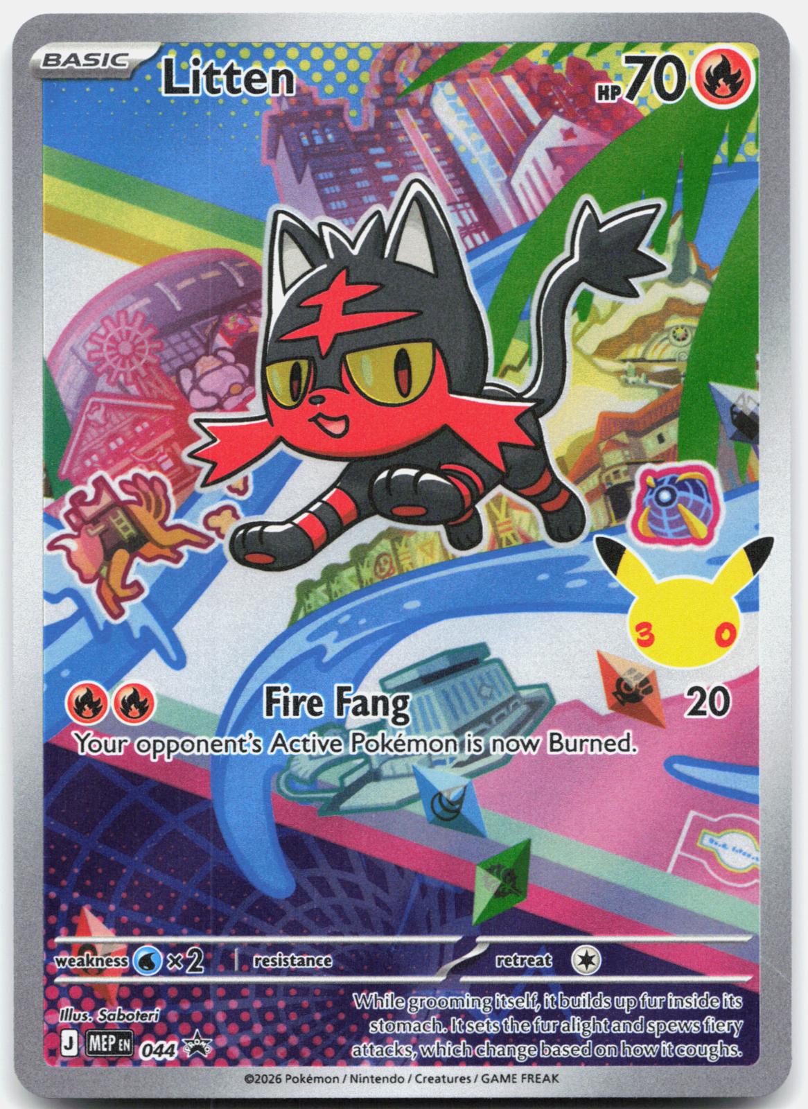 Litten 044 Holo Promo ME: Mega Evolution Promo Pokemon Near Mint
