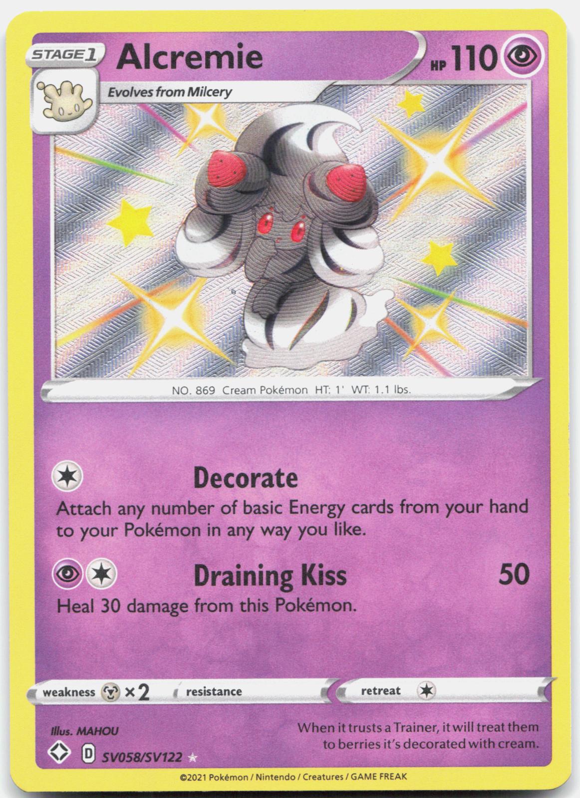 Alcremie SV058/SV122 Shiny Rare Shining Fates Shiny Vault Pokemon Holo Near Mint