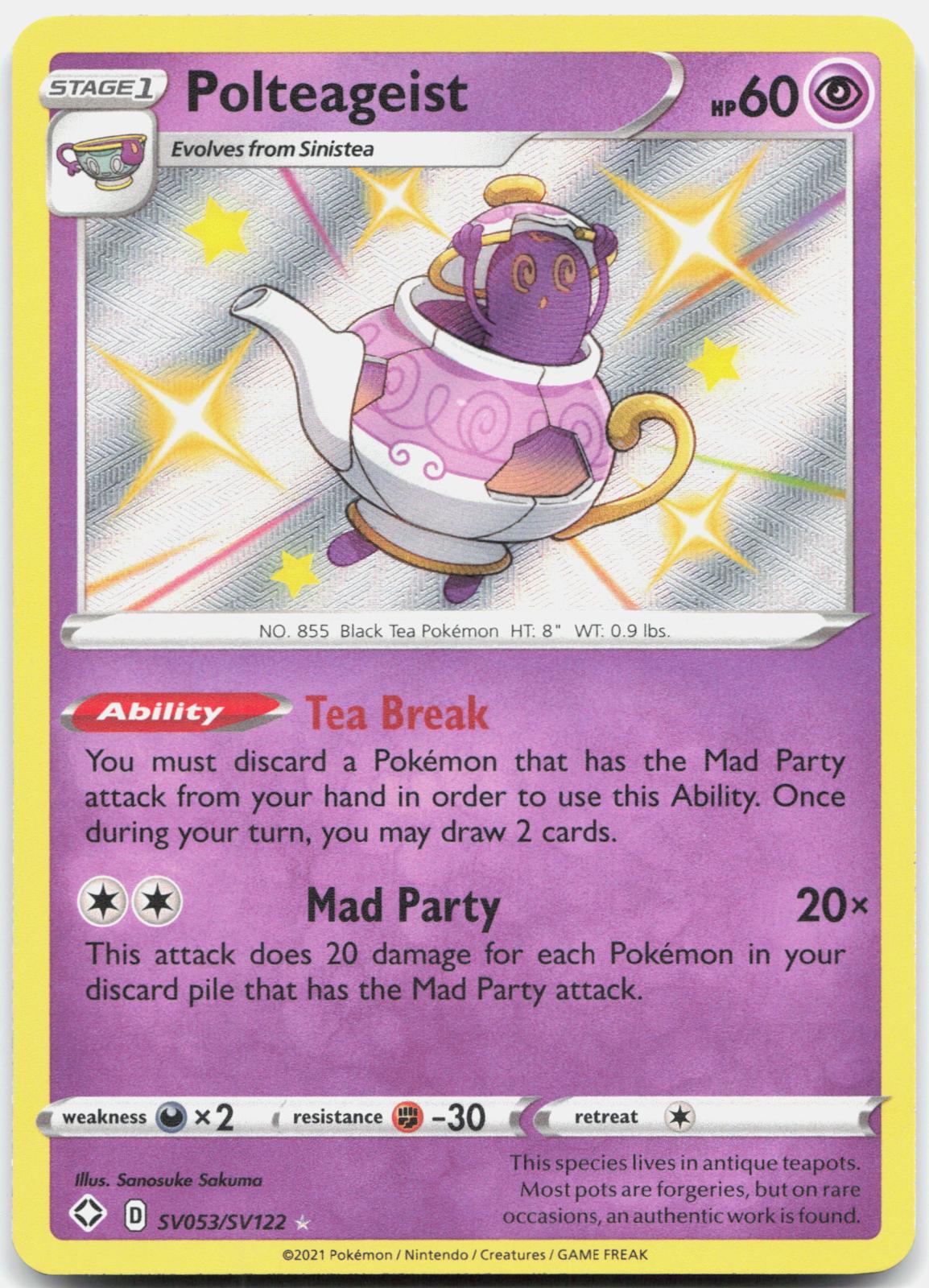 Polteageist SV053/SV122 Shiny Rare Shining Fates Shiny Vault Pokemon Holo NM