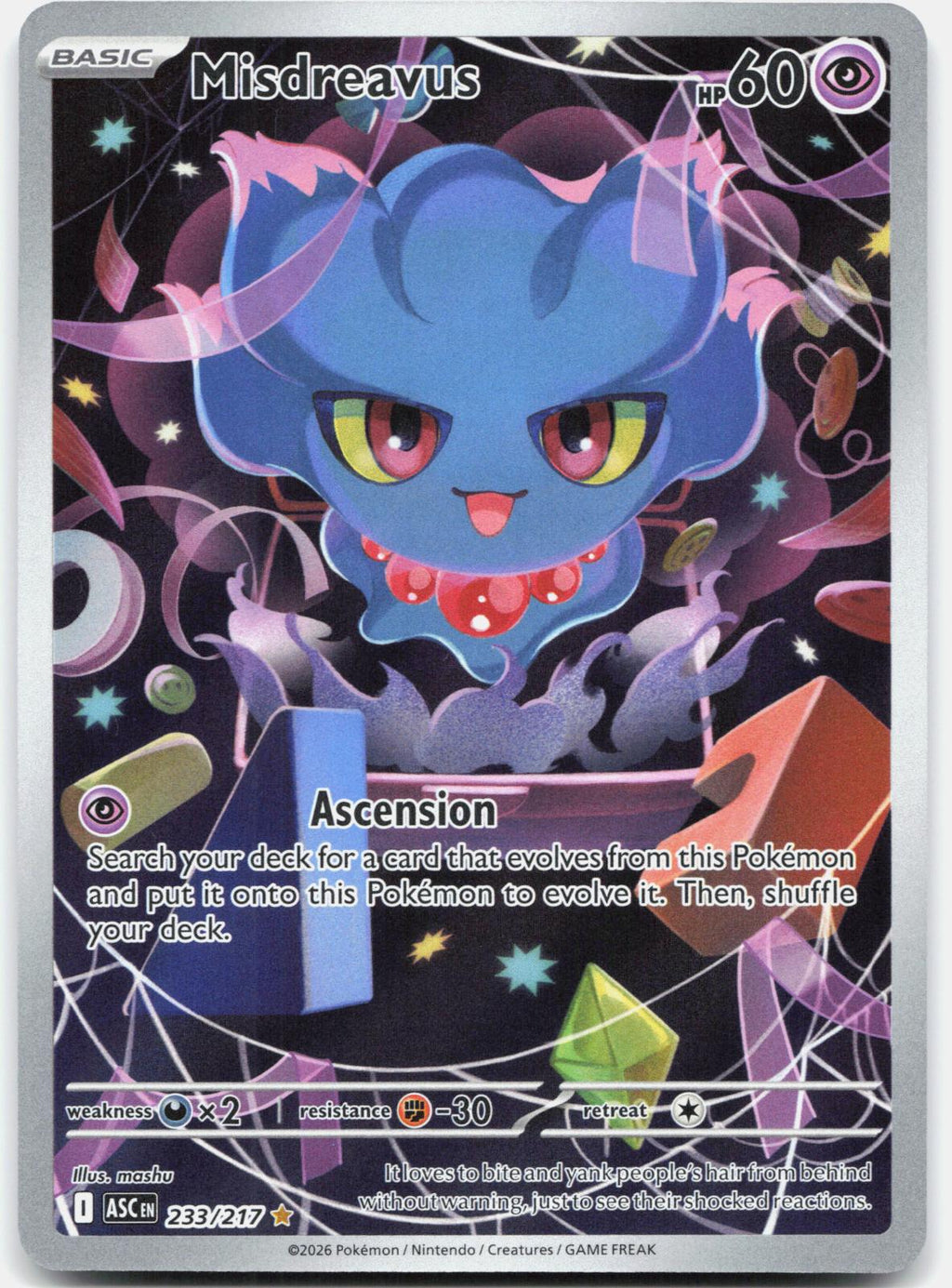 Misdreavus 233/217 Illustration Rare Ascended Heroes Pokemon Holo Near Mint