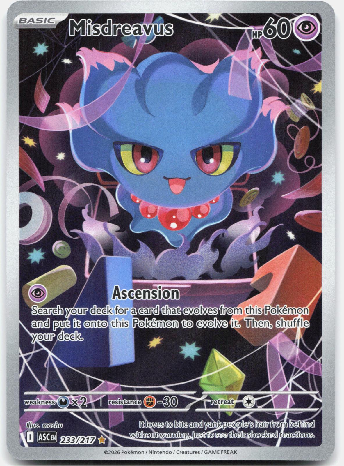 Misdreavus 233/217 Illustration Rare Ascended Heroes Pokemon Holo Near Mint