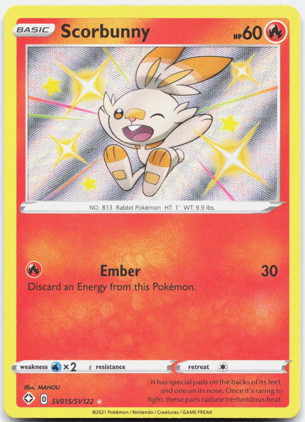 Scorbunny SV015/SV122 Shiny Rare Shining Fates Shiny Vault Pokemon Holo NM