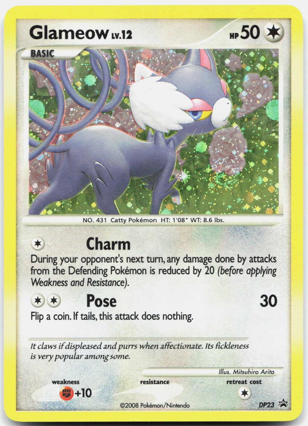 Glameow DP23 Holo Promo Diamond and Pearl Promos Pokemon Moderately Played