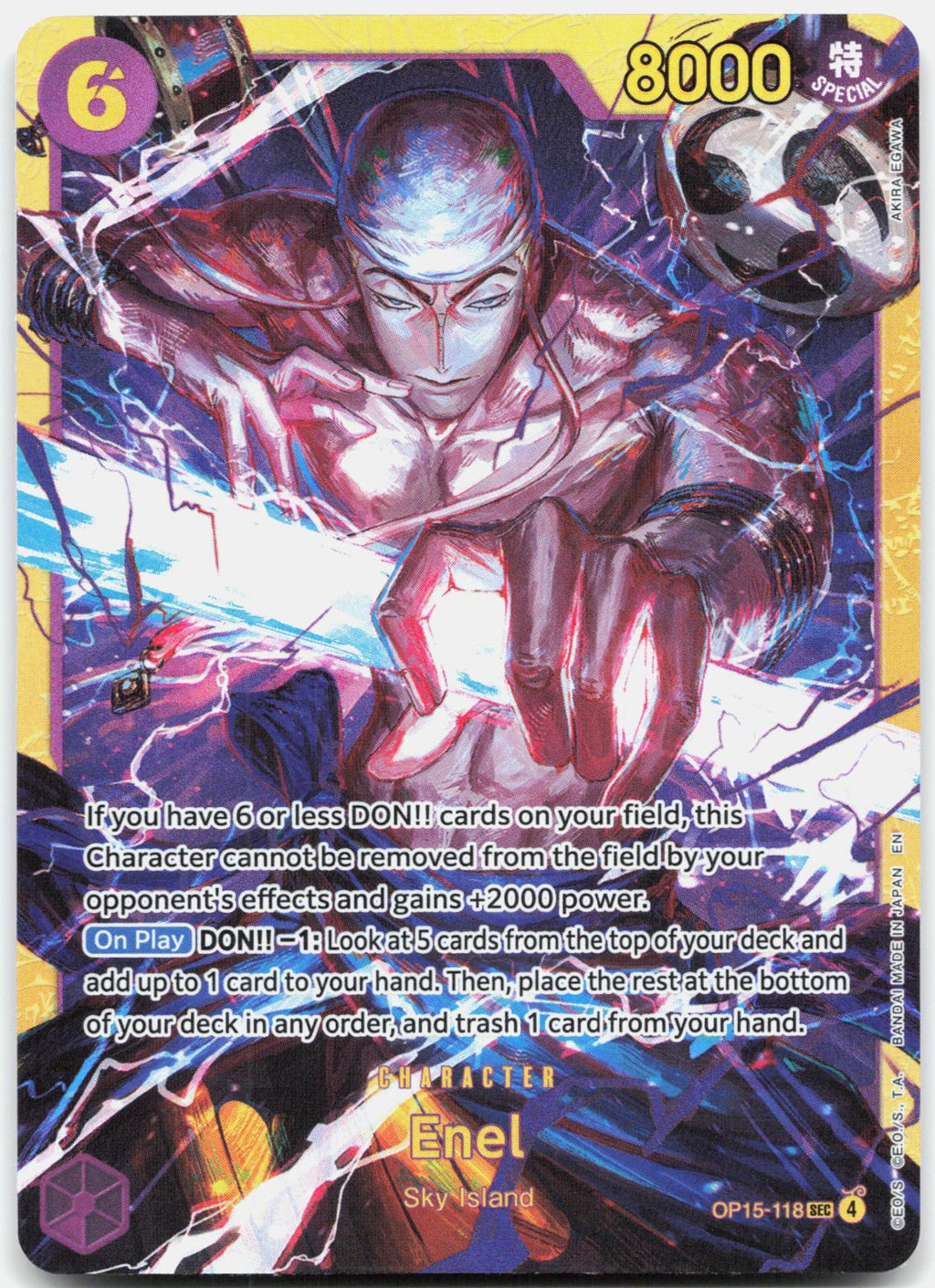 Enel OP15-118 Secret Rare Adventure on Kami's Island One Piece Foil Near Mint
