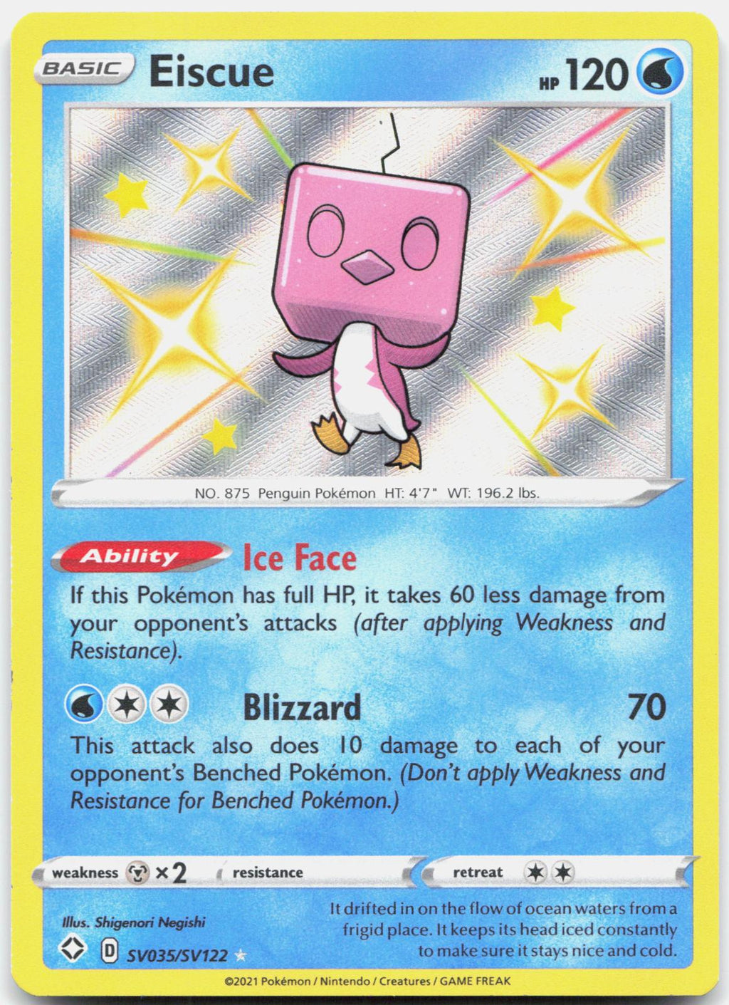 Eiscue SV035/SV122 Shiny Rare Shining Fates Shiny Vault Pokemon Holo Near Mint