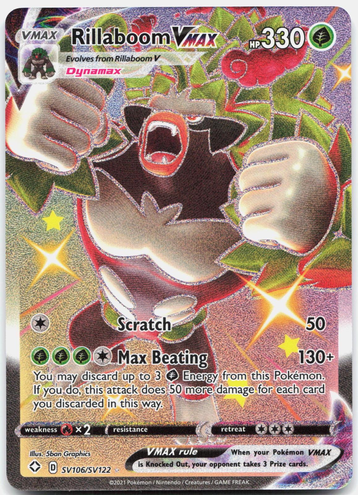 Rillaboom VMAX SV106/SV122 Holo VMAX Rare Shining Fates Shiny Vault Pokemon NM