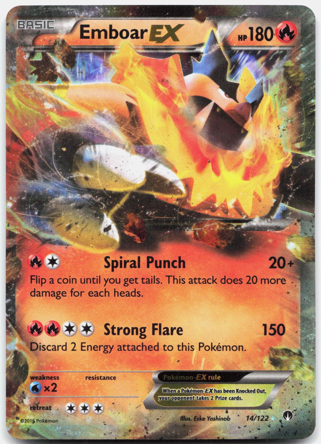 Emboar EX 14/122 Holo EX Rare BREAKpoint Pokemon Near Mint