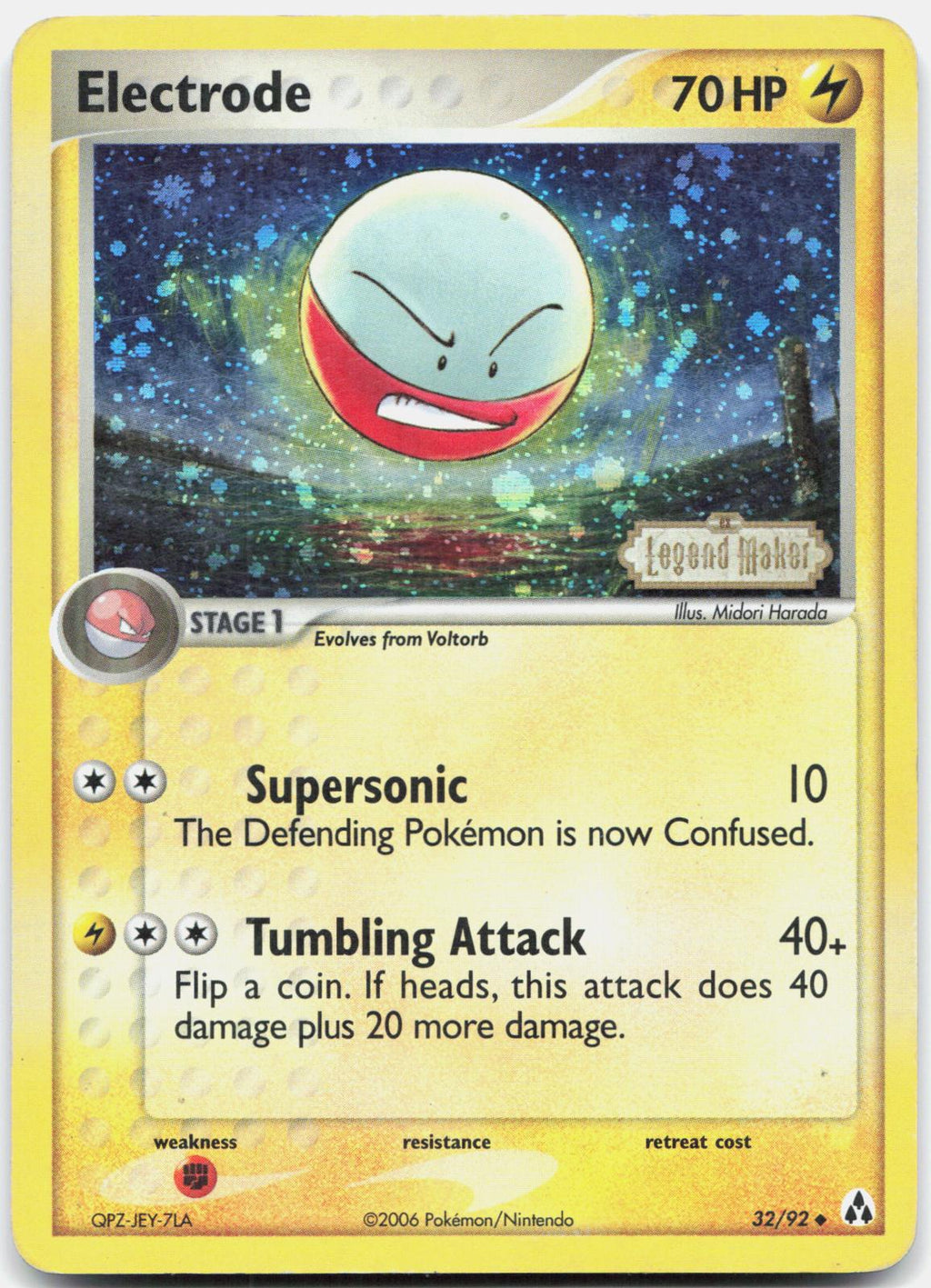 Electrode 32/92 Uncommon Legend Maker Pokemon Reverse Holo Heavily Played