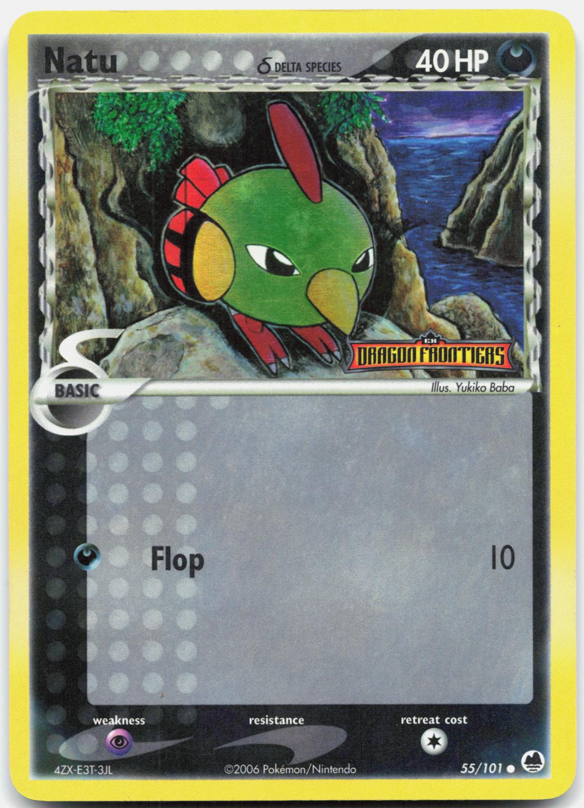 Natu 55/101 Common Dragon Frontiers Pokemon Reverse Holo Moderately Played
