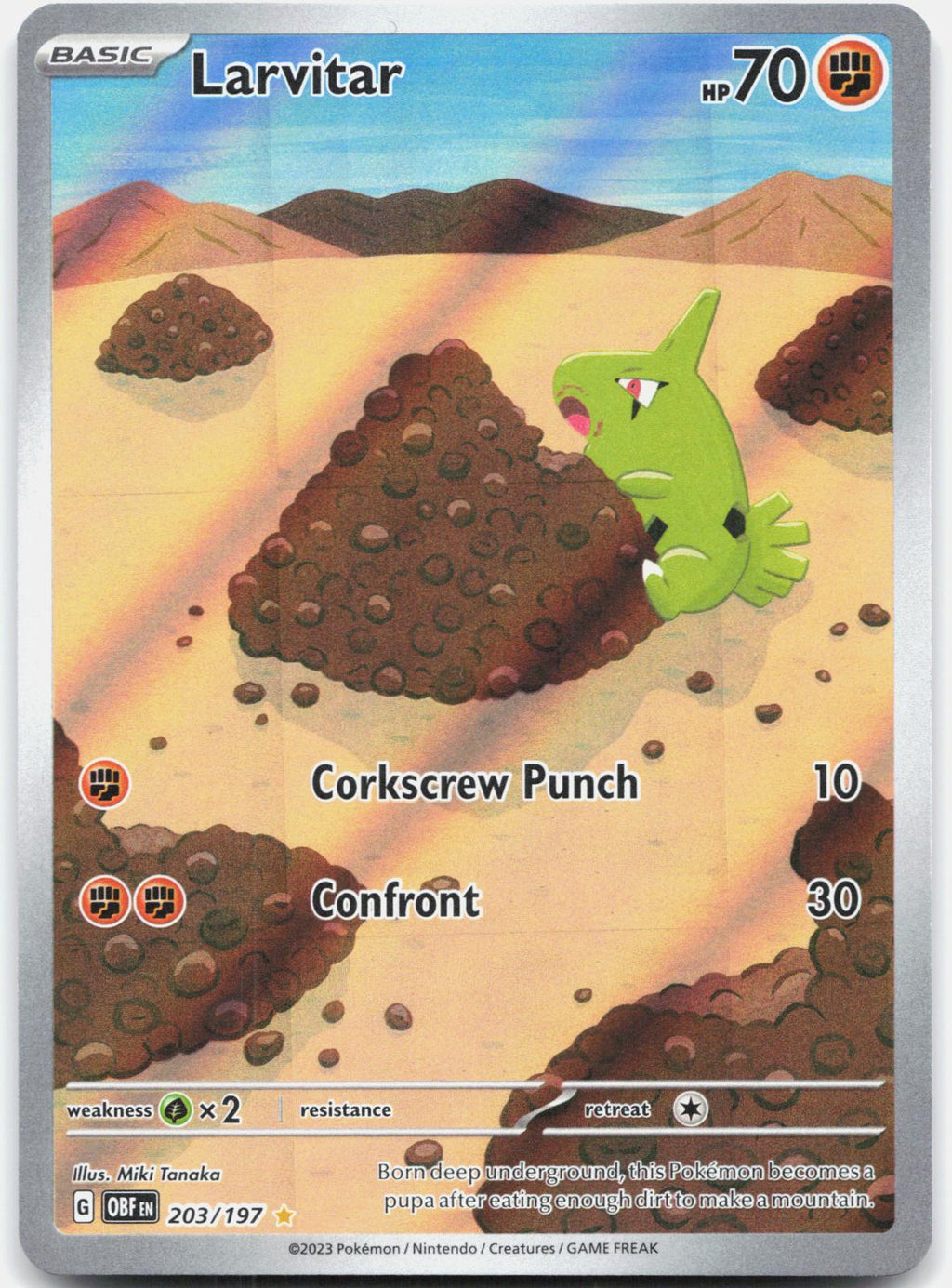 Larvitar 203/197 Illustration Rare Obsidian Flames Pokemon Holo Near Mint