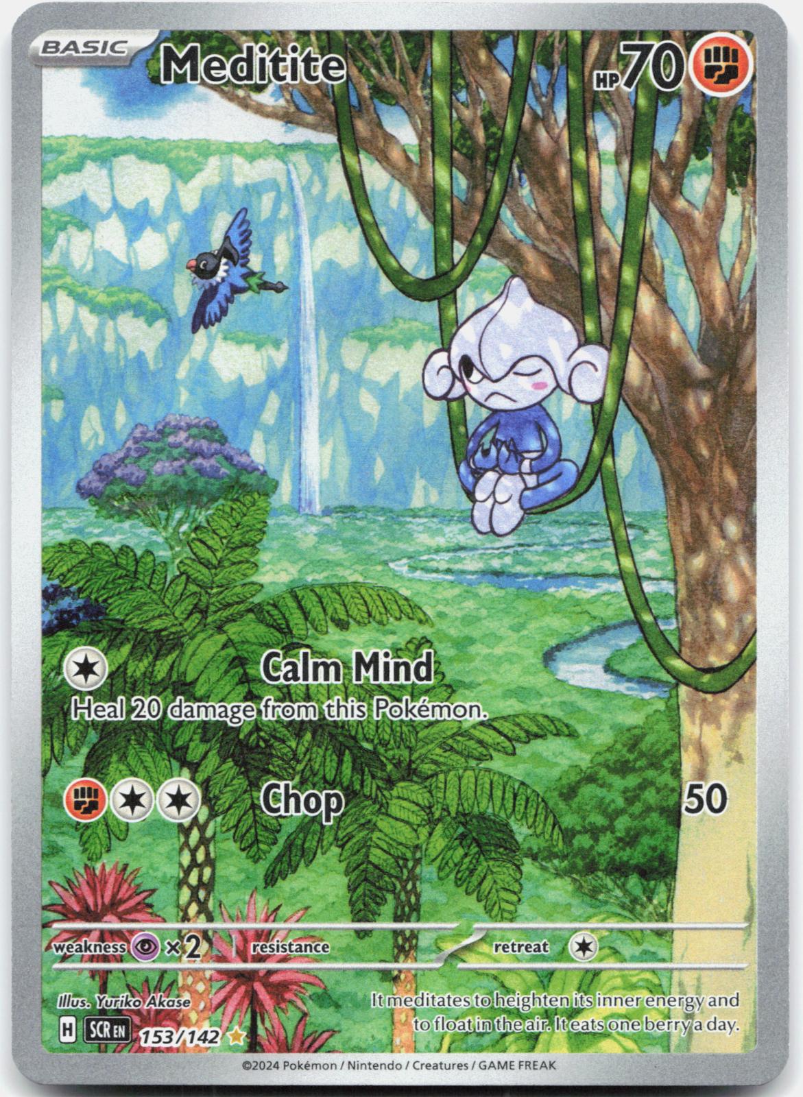 Meditite 153/142 Illustration Rare Stellar Crown Pokemon Holo Near Mint