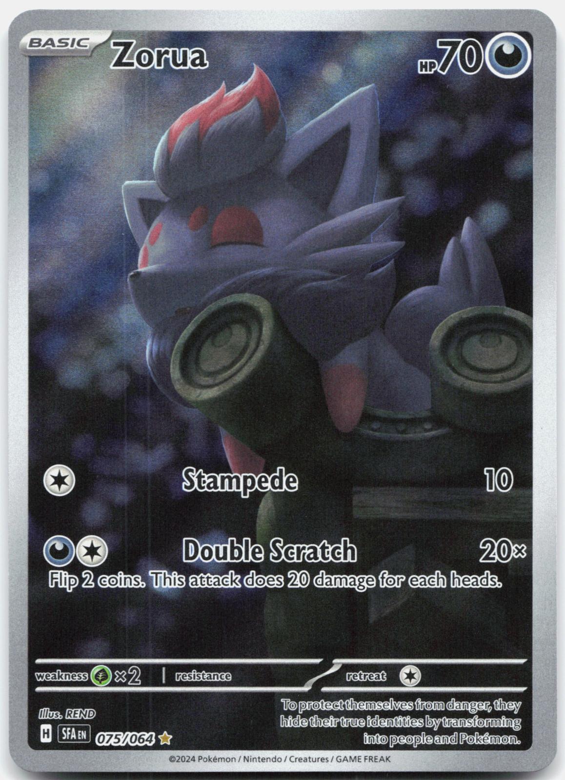 Zorua 075/064 Illustration Rare Shrouded Fable Pokemon Holo Near Mint