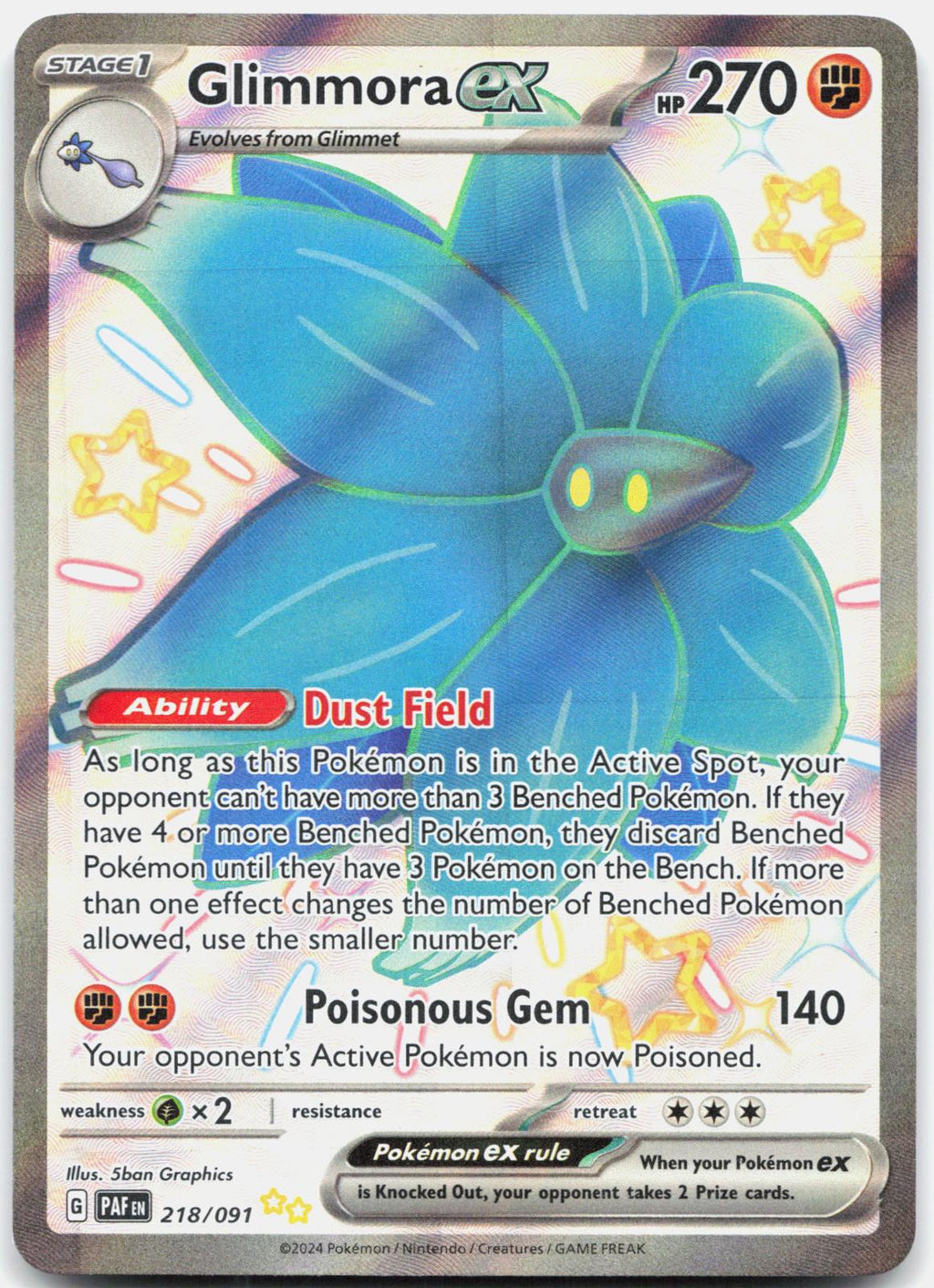 Glimmora ex 218/091 Shiny Ultra Rare Paldean Fates Pokemon Holo Near Mint